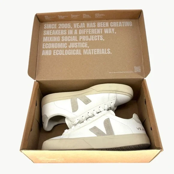 Veja Campo Chromefree Leather Low Sneakers | Sz 39 | Extra White Natural Suede - Picture 2 of 14